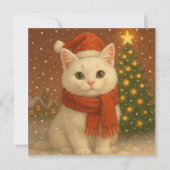 Cozy Christmas Cat Flat Card (Voorkant)