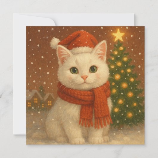 Cozy Christmas Cat Flat Card (Voorkant)