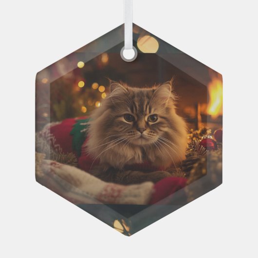 Cozy Christmas Cat Ornament  (Voorkant)
