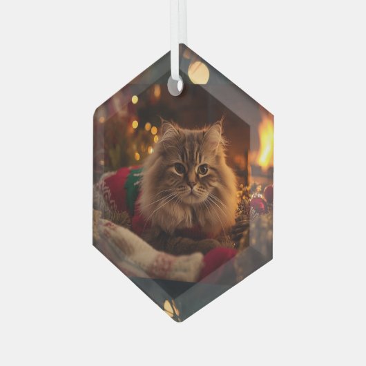 Cozy Christmas Cat Ornament  (Voorkant links)