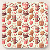 Cozy Christmas Cocoa and Gingerbread Pattern Bier Onderzetter (Voorkant)