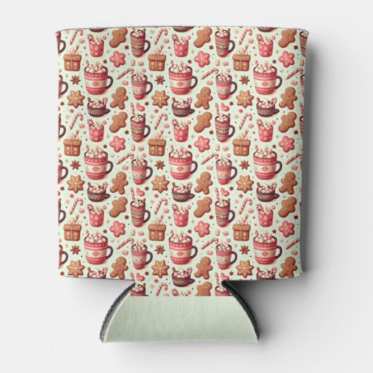 Cozy Christmas Cocoa and Gingerbread Pattern Blikjeskoeler (Voorkant)