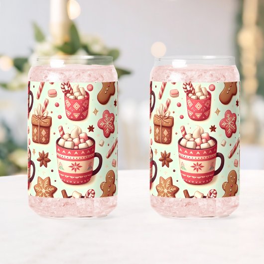 Cozy Christmas Cocoa and Gingerbread Pattern Blikvorm Glas (Insitu (Huwelijk))