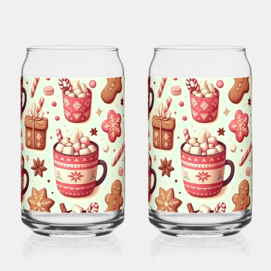 Cozy Christmas Cocoa and Gingerbread Pattern Blikvorm Glas (Voorkant)