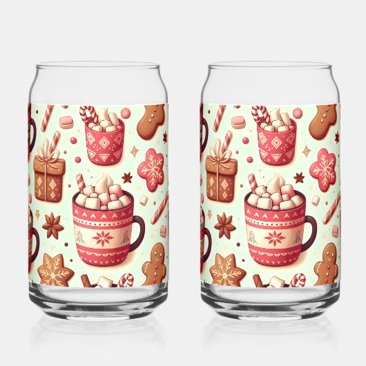 Cozy Christmas Cocoa and Gingerbread Pattern Blikvorm Glas (Achterkant)