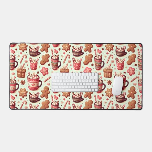 Cozy Christmas Cocoa and Gingerbread Pattern Bureaumat (Keyboard & Muis)