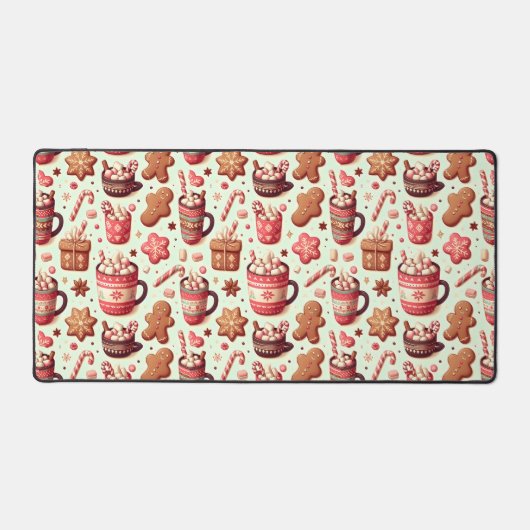 Cozy Christmas Cocoa and Gingerbread Pattern Bureaumat (Voorkant)