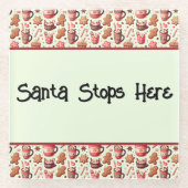 Cozy Christmas Cocoa and Gingerbread Pattern Glazen Onderzetter (Voorkant)