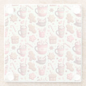 Cozy Christmas Cocoa and Gingerbread Pattern Glazen Onderzetter (Achterkant)