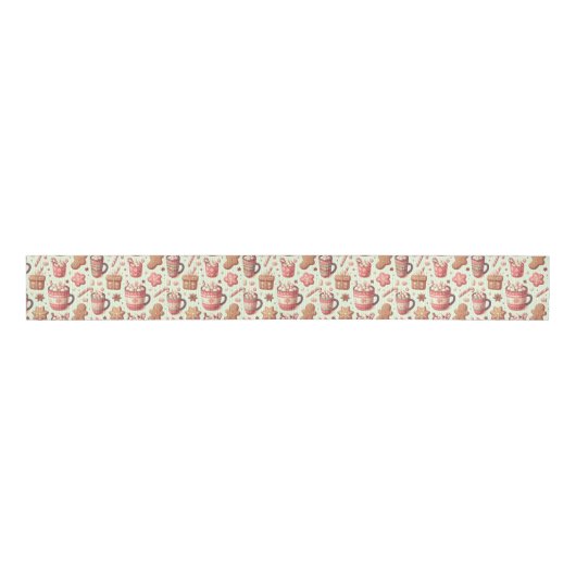 Cozy Christmas Cocoa and Gingerbread Pattern Grosgrain Lint (Voorkant)