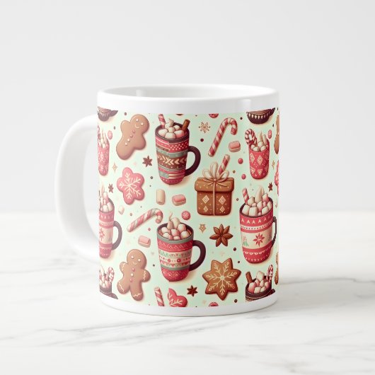Cozy Christmas Cocoa and Gingerbread Pattern Grote Koffiekop (Links)
