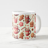 Cozy Christmas Cocoa and Gingerbread Pattern Grote Koffiekop (Voorkant rechts)