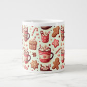 Cozy Christmas Cocoa and Gingerbread Pattern Grote Koffiekop (Voorkant)