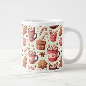 Cozy Christmas Cocoa and Gingerbread Pattern Grote Koffiekop (Rechts)