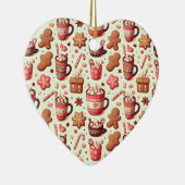 Cozy Christmas Cocoa and Gingerbread Pattern Keramisch Ornament (Rechts)
