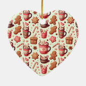 Cozy Christmas Cocoa and Gingerbread Pattern Keramisch Ornament (Achterkant)