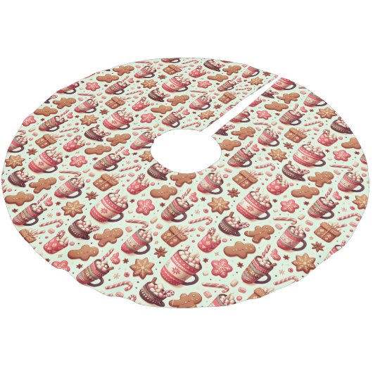 Cozy Christmas Cocoa and Gingerbread Pattern Kerstboom Rok (Gekanteld)