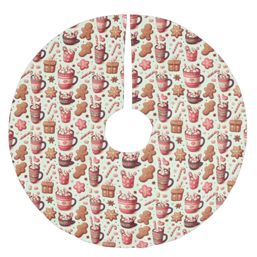 Cozy Christmas Cocoa and Gingerbread Pattern Kerstboom Rok (Voorkant)
