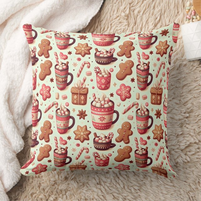 Cozy Christmas Cocoa and Gingerbread Pattern Kussen (Deken)