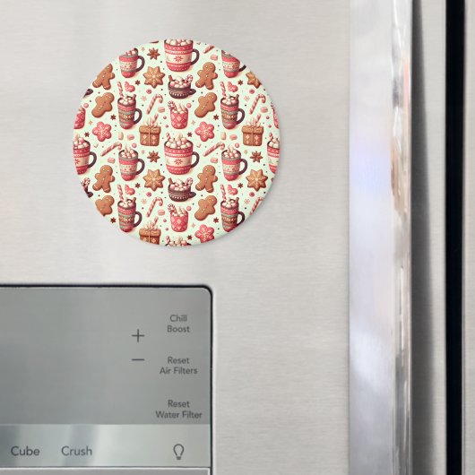 Cozy Christmas Cocoa and Gingerbread Pattern Magneet (Insitu (Koelkast))