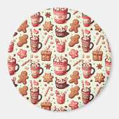 Cozy Christmas Cocoa and Gingerbread Pattern Magneet (Voorkant)