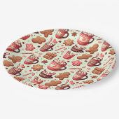 Cozy Christmas Cocoa and Gingerbread Pattern Papieren Bordje (Gekanteld)