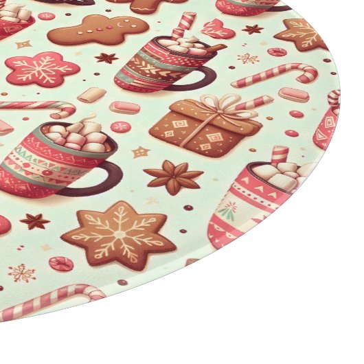 Cozy Christmas Cocoa and Gingerbread Pattern Snijplank (Hoek)