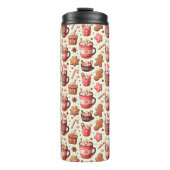Cozy Christmas Cocoa and Gingerbread Pattern Thermosbeker (Voorkant)