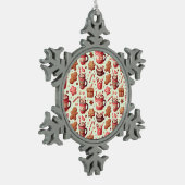 Cozy Christmas Cocoa and Gingerbread Pattern Tin Sneeuwvlok Ornament (Links)