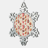 Cozy Christmas Cocoa and Gingerbread Pattern Tin Sneeuwvlok Ornament (Rechts)