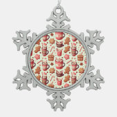 Cozy Christmas Cocoa and Gingerbread Pattern Tin Sneeuwvlok Ornament (Voorkant)