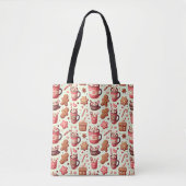 Cozy Christmas Cocoa and Gingerbread Pattern Tote Bag (Voorkant)
