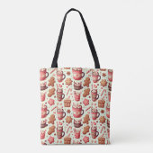 Cozy Christmas Cocoa and Gingerbread Pattern Tote Bag (Achterkant)