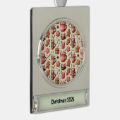 Cozy Christmas Cocoa and Gingerbread Pattern Verzilverd Banner Ornament (Rechts)