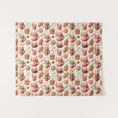 Cozy Christmas Cocoa and Gingerbread Pattern Wandkleed (Voorkant (horizontaal))