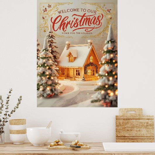 Cozy Christmas Cottage Poster (Keuken)