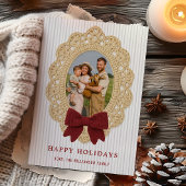 Cozy Christmas Crochet Frame Holiday Photo Card Kaart