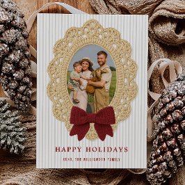 Cozy Christmas Crochet Frame Holiday Photo Card Kaart