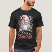 Cozy Christmas Cute Pink Gnome T-shirt (Voorkant)