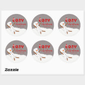 Cozy Christmas Cute Snowman Ronde Sticker (Vel)