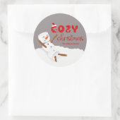 Cozy Christmas Cute Snowman Ronde Sticker (Tas)