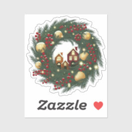 Cozy Christmas Deer with Ornamen Cut Vinyl Sticker