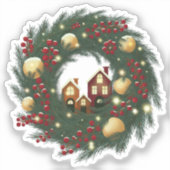 Cozy Christmas Deer with Ornamen Cut Vinyl Sticker (Voorkant)