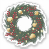 Cozy Christmas Deer with Ornamen Cut Vinyl Sticker (Voorkant)