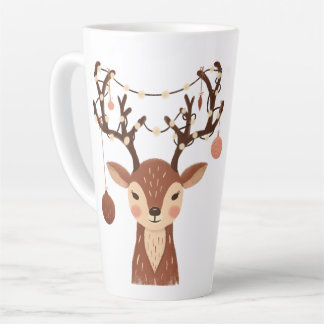 Cozy Christmas Deer with Ornaments and Lights Latte Mok