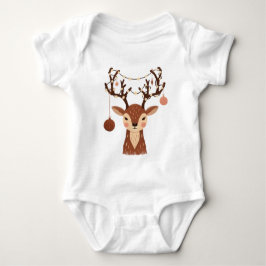 Cozy Christmas Deer with Ornaments and Lights Romper