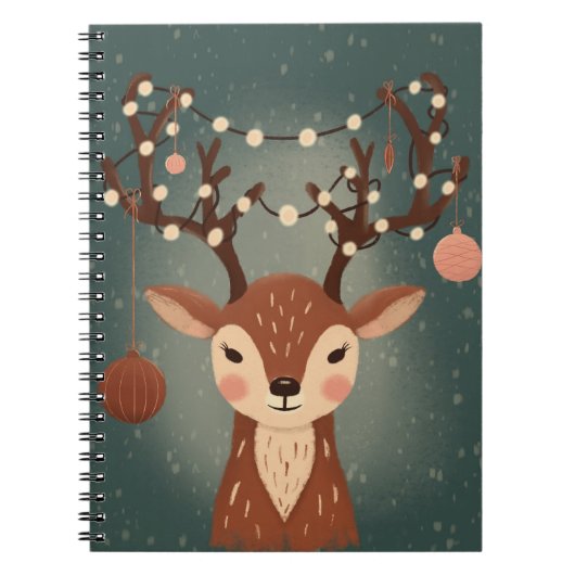 Cozy Christmas Deer with Ornaments and LPhone Case Notitieboek (Voorkant)
