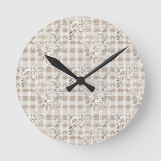 Cozy christmas earth tones floral  ronde klok (Voorkant)