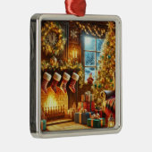 Cozy Christmas Eve Metalen Ornament (Rechts)