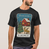 Cozy Christmas Eve Scene Cabin, Reindeer & Tree T-shirt (Voorkant)